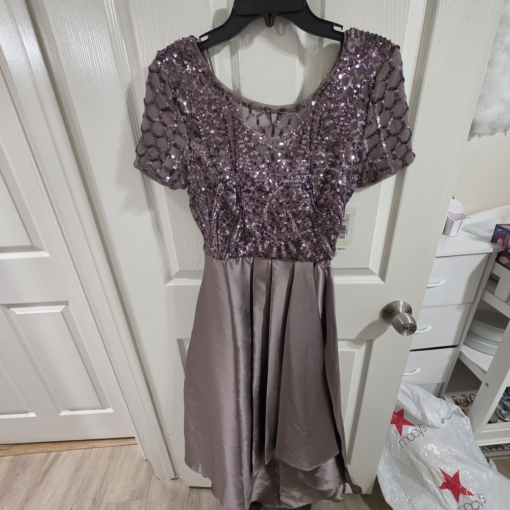R&M Richards Lavender Sequin & Satin Formal Dress